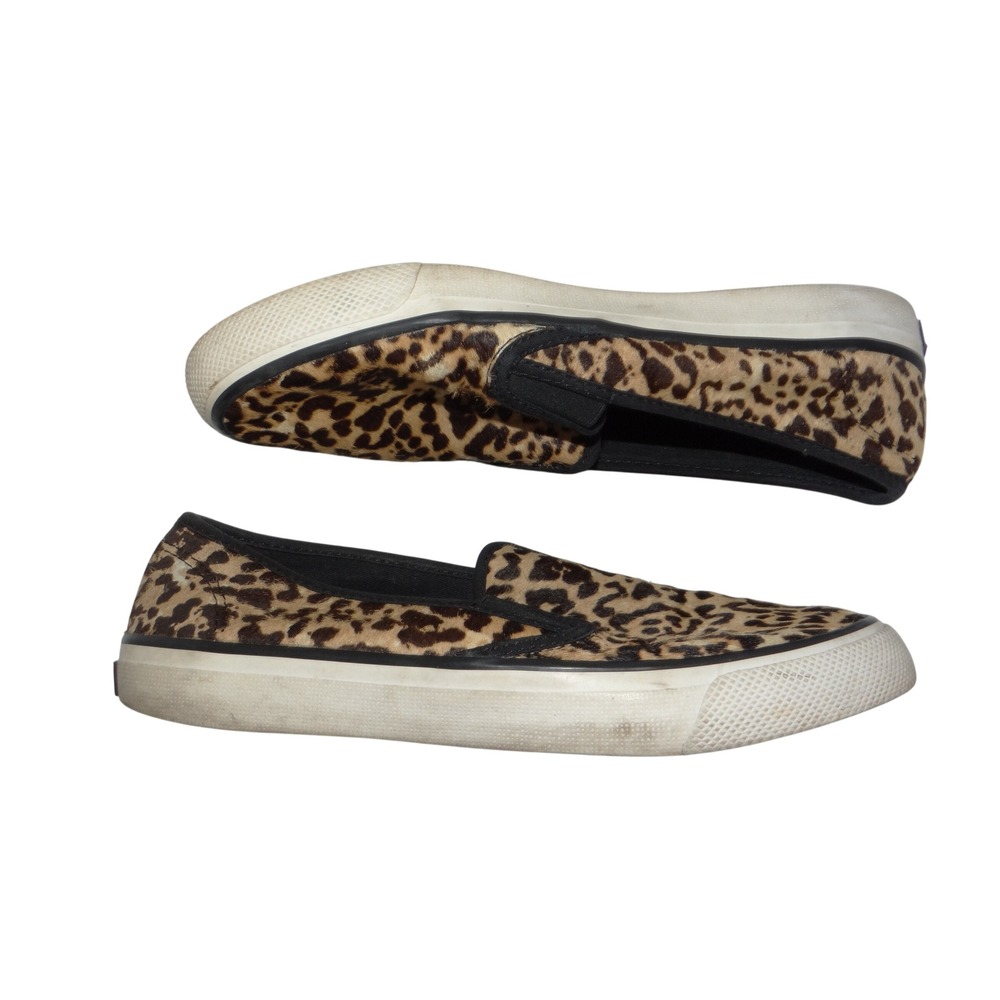 Sperry Women Leopard Print Calf Hair Slip On Sneakers STS82587 Brown 7.5 4177
